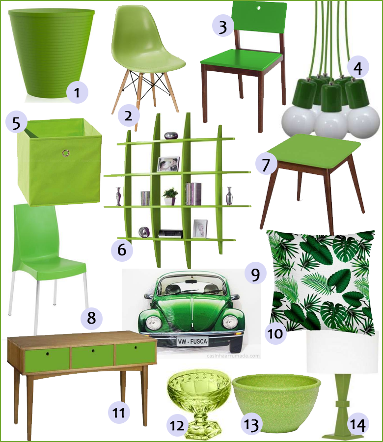 móveis e decoração com a cor de 2017 verde greenery