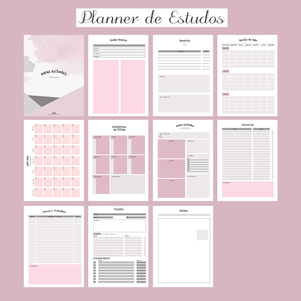 Planner de Estudos para faculdade