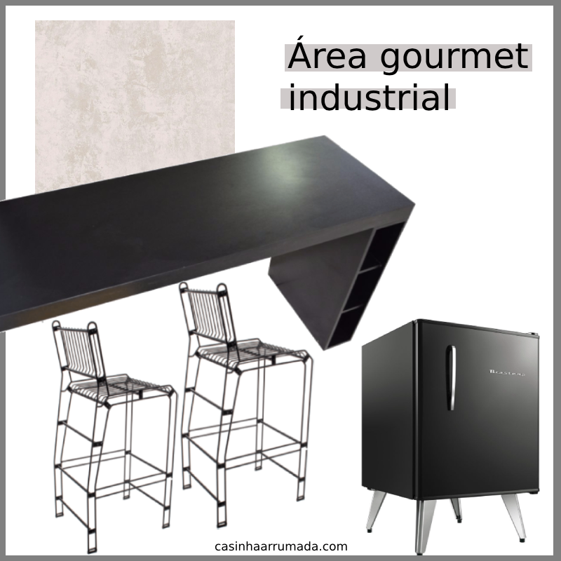 cadeiras decorativas aramadas área gourmet industrial